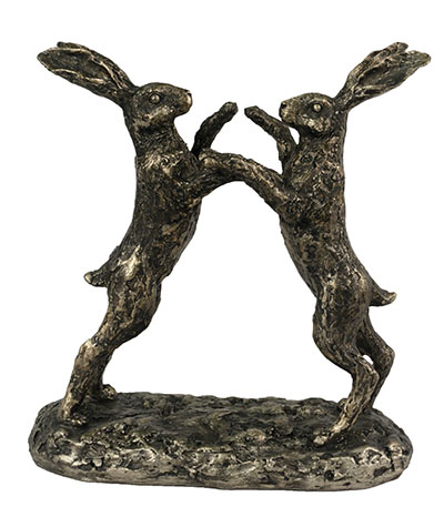 Cast Resin Hares on base - Click Image to Close